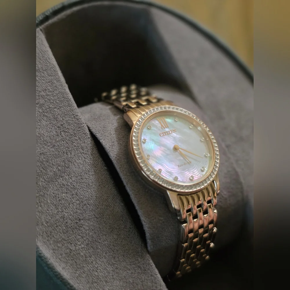 Citizen Ladies Eco Drive Strawberry Gold Watch EUC - Picture 14 of 16